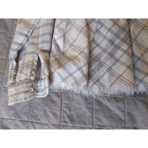 CARVE DESIGNS Plaid Peplum Top Fringe Hem Size Small Western Boho Cowgirl - Picture 6 of 9